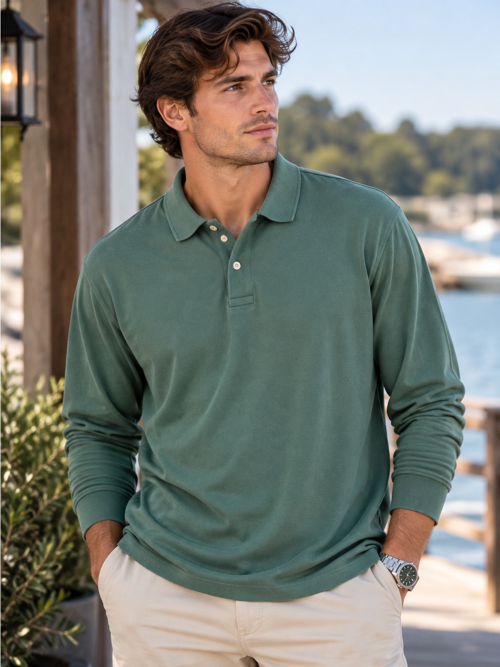 Daniel Cremieux Classics Men's Long Sleeve Pique Polo Shirt XL